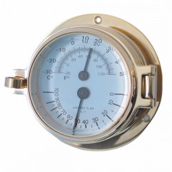 Royal Mariner Channel Latch Thermometer Hygrometer - Brass