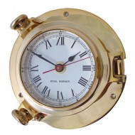 Royal Mariner Porthole Clock - Small, Solid Brass