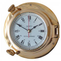 Royal Mariner Porthole Clock - Medium, Solid Brass