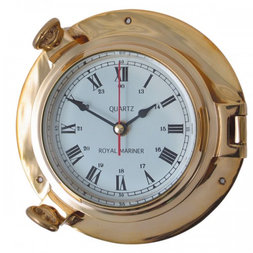 Royal Mariner Porthole Clock - Medium, Solid Brass