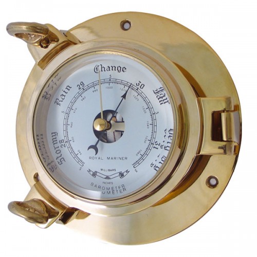Royal Mariner Porthole Barometer - Small, Solid Brass Royal Mariner Porthole Barometer - Small, Solid Brass