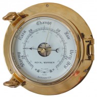 Royal Mariner Porthole Barometer - Large, Solid Brass Royal Mariner Porthole Barometer - Large, Solid Brass