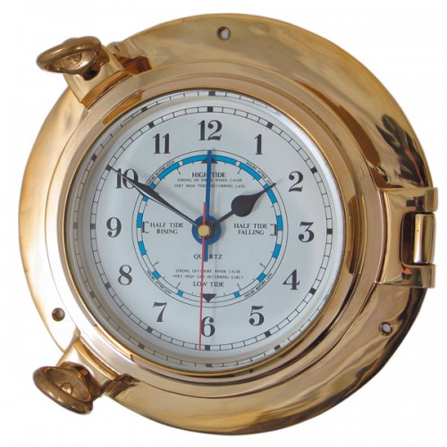 Royal Mariner Porthole Tide Clock - Medium, Solid Brass