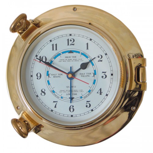 Royal Mariner Porthole Tide Clock - Large, Solid Brass Royal Mariner Porthole Tide Clock - Large, Solid Brass
