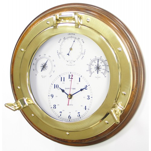 Royal Mariner Porthole Weatherman - Wood Mounted, 4 in 1 Royal Mariner Porthole Weatherman - Wood Mounted, 4 in 1