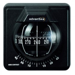 Plastimo Mini-Contest AdvanSea Bulkhead Mount Compass - Black Body, Black Cylindrical Card (28976)
