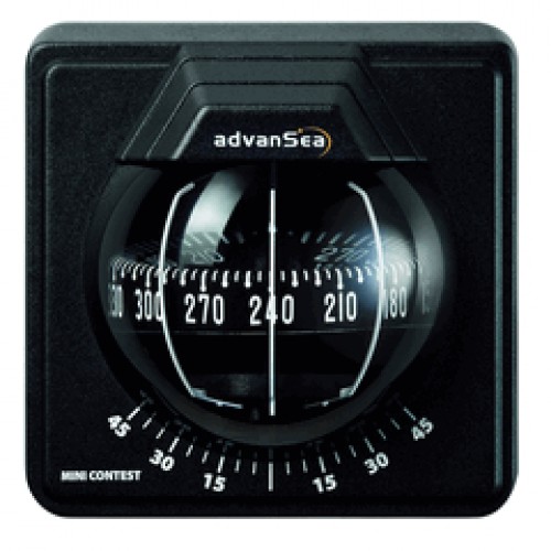 Plastimo Mini-Contest AdvanSea Bulkhead Mount Compass - Black Body, Black Cylindrical Card (28976)