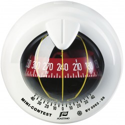 Plastimo Mini-Contest Bulkhead Mount Compass - White Body, Red Conical Card (65743)