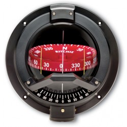 Ritchie Navigator Bulkhead Mount Compass - Black Body, Red Conical Card (BN202)