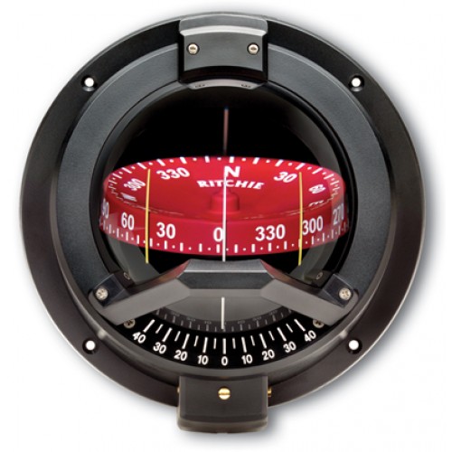 Ritchie Navigator Bulkhead Mount Compass - Black Body, Red Conical Card (BN202) Ritchie Navigator Bulkhead Mount Compass - Black Body, Red Conical Card (BN202)