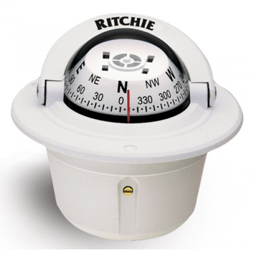 Ritchie Explorer Flush Mount Compass - White Body, White Conical Card (F50W) Ritchie Explorer Flush Mount Compass - White Body, White Conical Card (F50W)