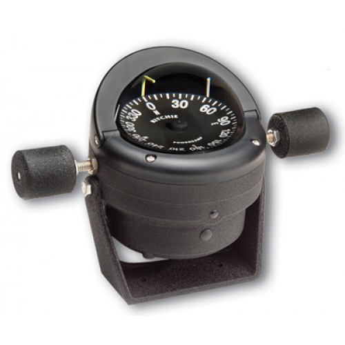 Ritchie Helmsman Bracket Mount Compass for Steel Hulls - Black Body, Black Flat Card (HB845)