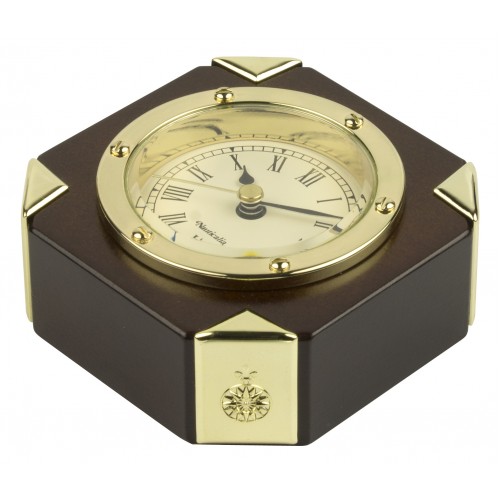 Nauticalia Clock Paperweight with Gold Plated Corners Nauticalia Clock Paperweight with Gold Plated Corners
