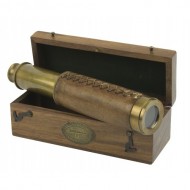 Nauticalia Explorer Telescope - Brass and Leather in Wooden Box