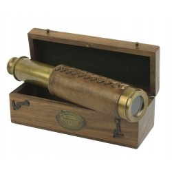 Nauticalia Explorer Telescope - Brass and Leather in Wooden Box Nauticalia Explorer Telescope - Brass and Leather in Wooden Box