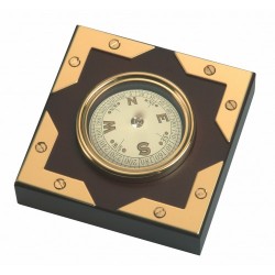 Nauticalia Desktop Card Compass - Brass on Wood Block