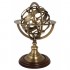 Nauticalia Armillary Sphere - Antique Brass on Polished Wooden Base, 30cm