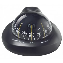 Plastimo Olympic 115 Flush Mount Compass for 45 Degree Incline - Black Body, Black Conical Card (60999)