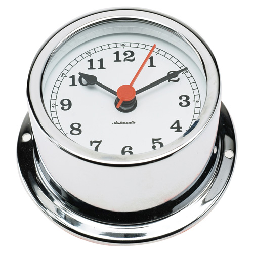 Autonautic Minor 72 Quartz Clock - Chrome, 50mm White Dial