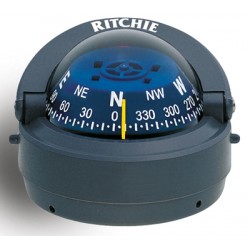 Ritchie Explorer Surface Mount Compass - Grey Body, Blue Conical Card (S53G)