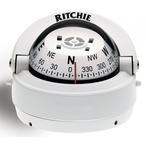 Ritchie Explorer Surface Mount Compass - White Body, White Conical Card (S53W) Ritchie Explorer Surface Mount Compass - White Body, White Conical Card (S53W)