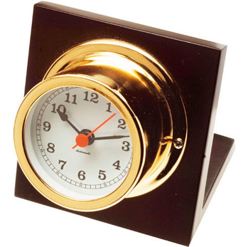 Autonautic Minor 72 Desk Clock - Gold Plated, Wooden Stand Autonautic Minor 72 Desk Clock - Gold Plated, Wooden Stand