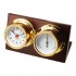 Autonautic Minor 72 Desk Clock and Barometer - Gold Plated, Wooden Stand