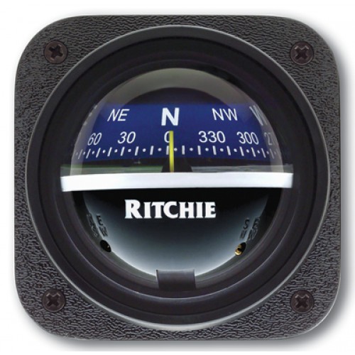 Ritchie Explorer Bulkhead Mount Compass - Black Body, Blue Conical Card (V537B)