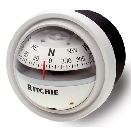 Ritchie Explorer Dash Mount Compass - White Body, White Conical Card (V57W2)