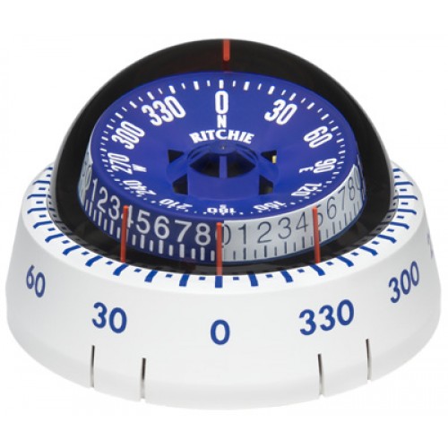 Ritchie Voyager X-Port Tactician Surface Mount Compass - White Body, Blue Tactical Dial (XP98W)