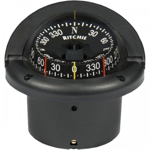Ritchie Helmsman Flush Mount Compass - Black Body, Black Conical Card (HF743)