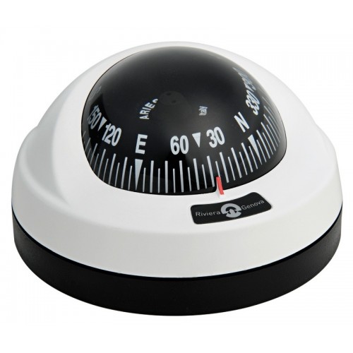 Riviera Aries Surface Mount Compass - White/Black Base, Black Card (62.00405.04)