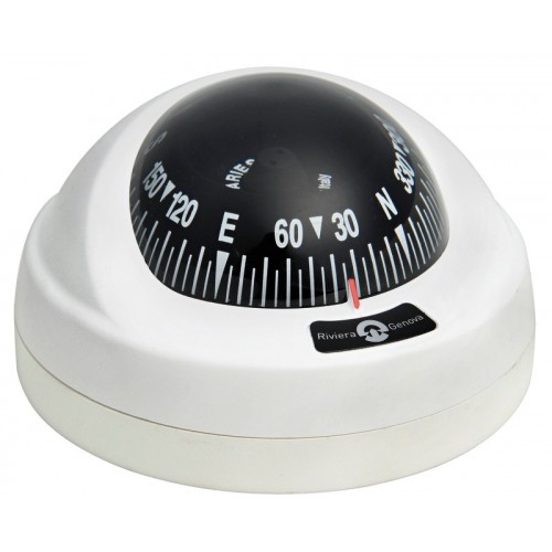 Riviera Aries Surface Mount Compass - White Base, Black Card (62.00405.08) Riviera Aries Surface Mount Compass - White Base, Black Card (62.00405.08)