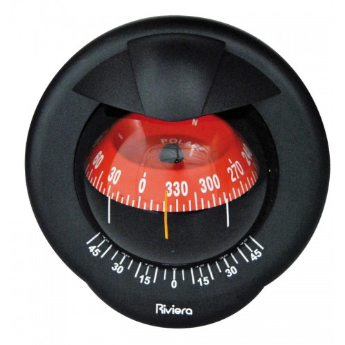 Riviera Polare 3 BP1 Bulkhead Mount Compass - Black Body, Red Conical Card (62.00785.06)