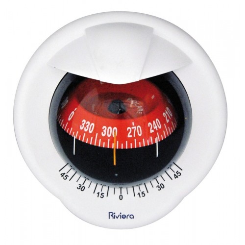 Riviera Polare 3 BP1 Bulkhead Mount Compass - White Body, Red Conical Card (62.00785.02)